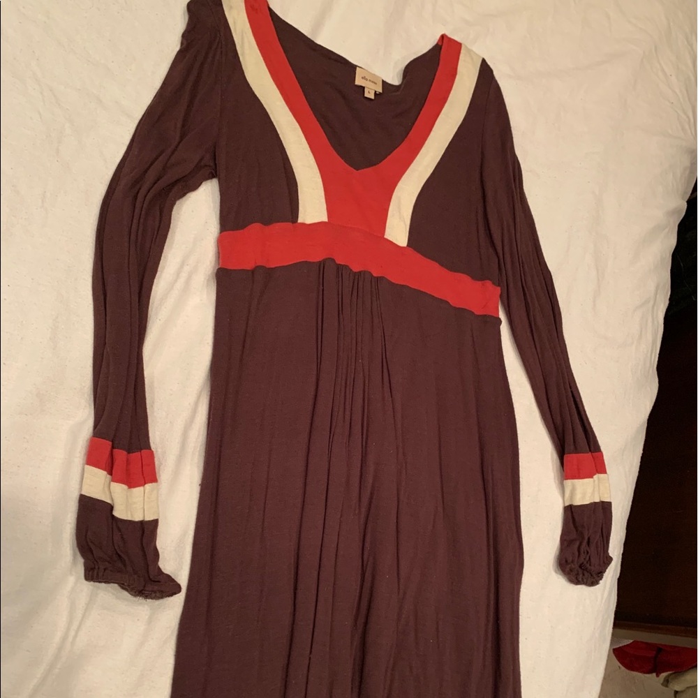 Brown dress with orang stripe
